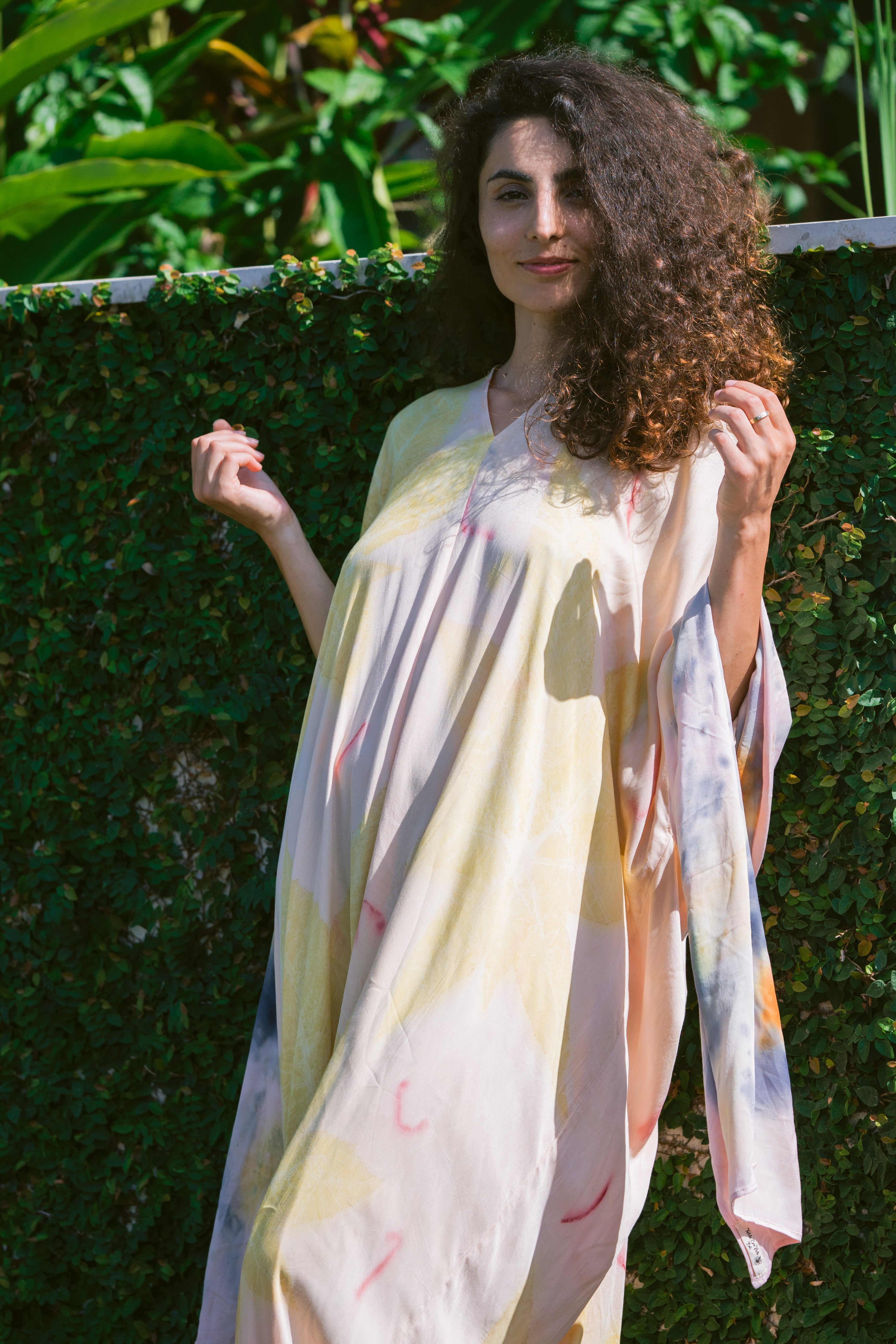 The Parvati – Dusty Pink, Red & Yellow  Eco Vero Friendly Print Dress